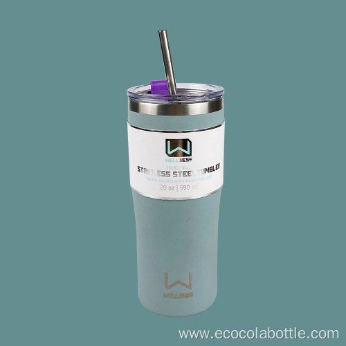 590ml Plastic Lid With Straw Vacuum Cup